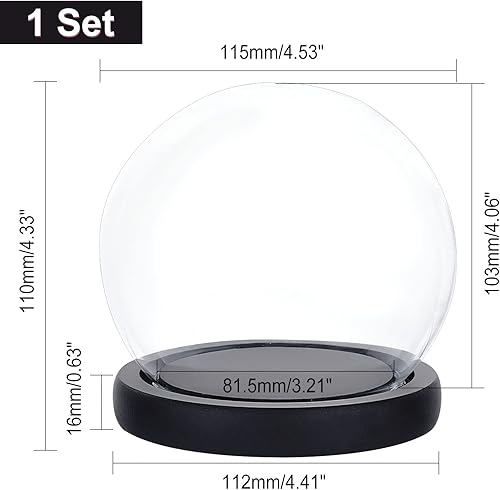 Miniatura 9 de PH PandaHall Cúpula Cloche de cristal de 4.9 x 4.5 pulgadas, vitrina de cristal con base, cúpula decorativa, cúpula de nieve para luces de hadas,