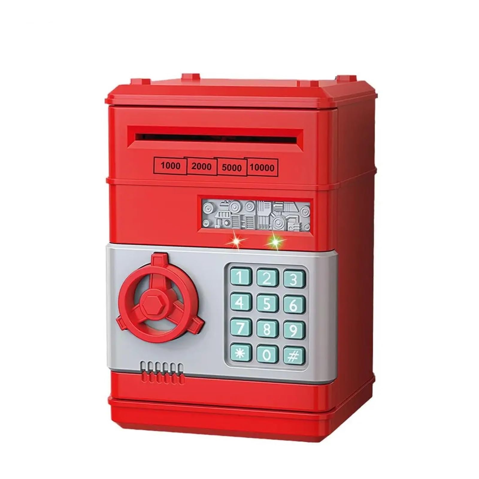 Electronic Mini Piggy Bank with Password Lock, Automatic Coin Counting Safe for Kids(Rosso)