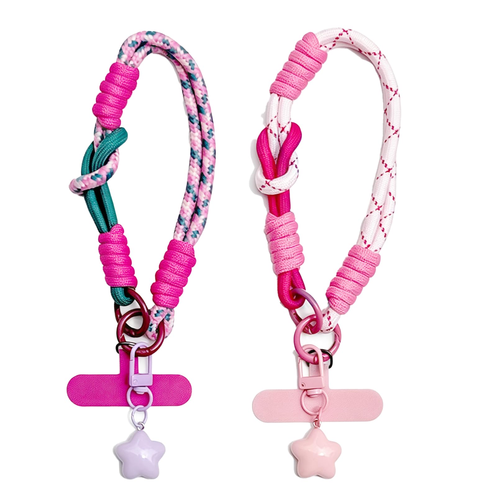 Farbblockierung Handykette Kurz Handyband Universal Rosa Handyanhänger, Gewebt Phone Strap Lanyard Handschlaufe Handy Handyschmuck für Handyhülle Keychain