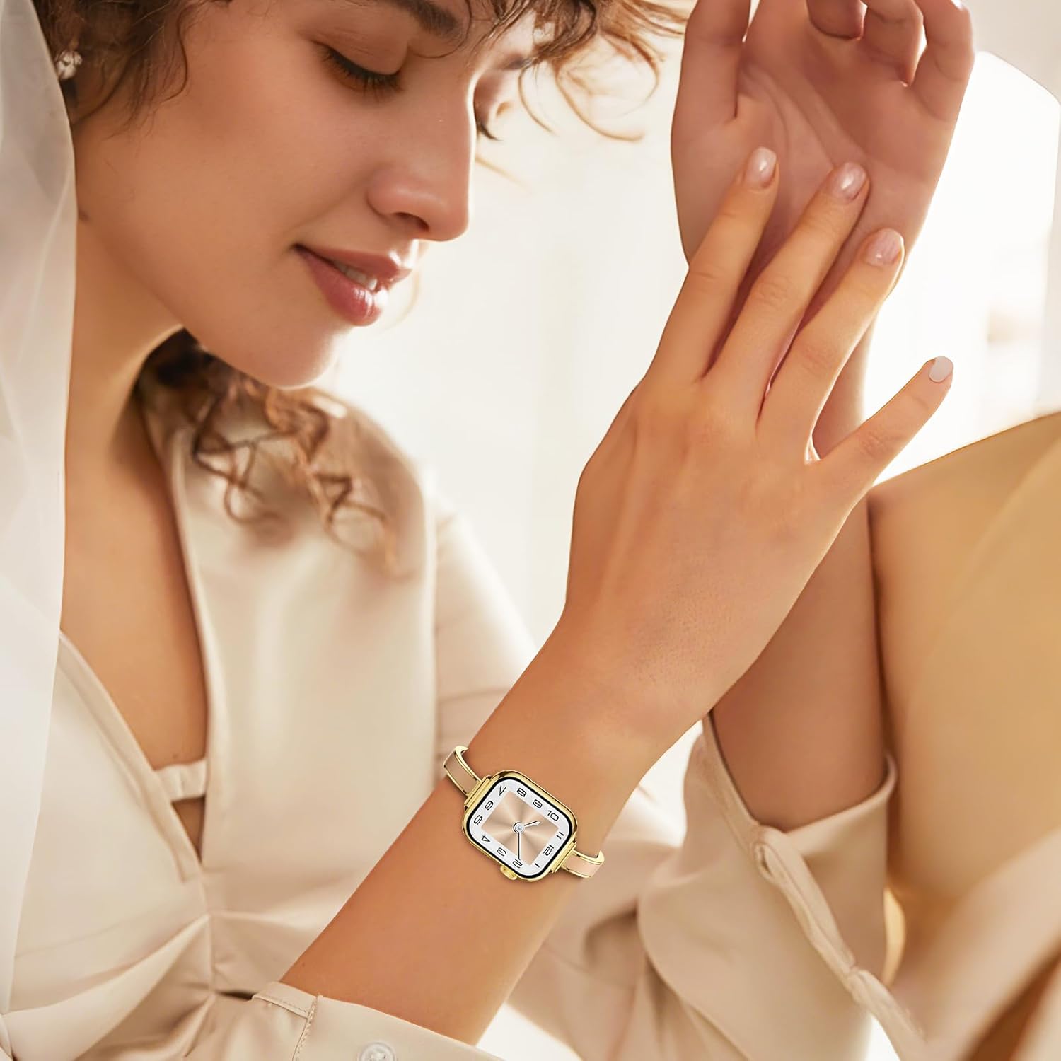 Mosonio Slim Bracelet Bands for Apple Watch Women, Elegant Thin Metal Band with Embedded Silicone Accents Compatible with Apple Watch Ultra / Series 11 10 9 8 7 6 5 4 SE 3 2 1, Easy-Adjust Link Strap for iWatch 49mm 46mm 45mm 44mm 42mm 41mm 40mm 38mm - Image 5