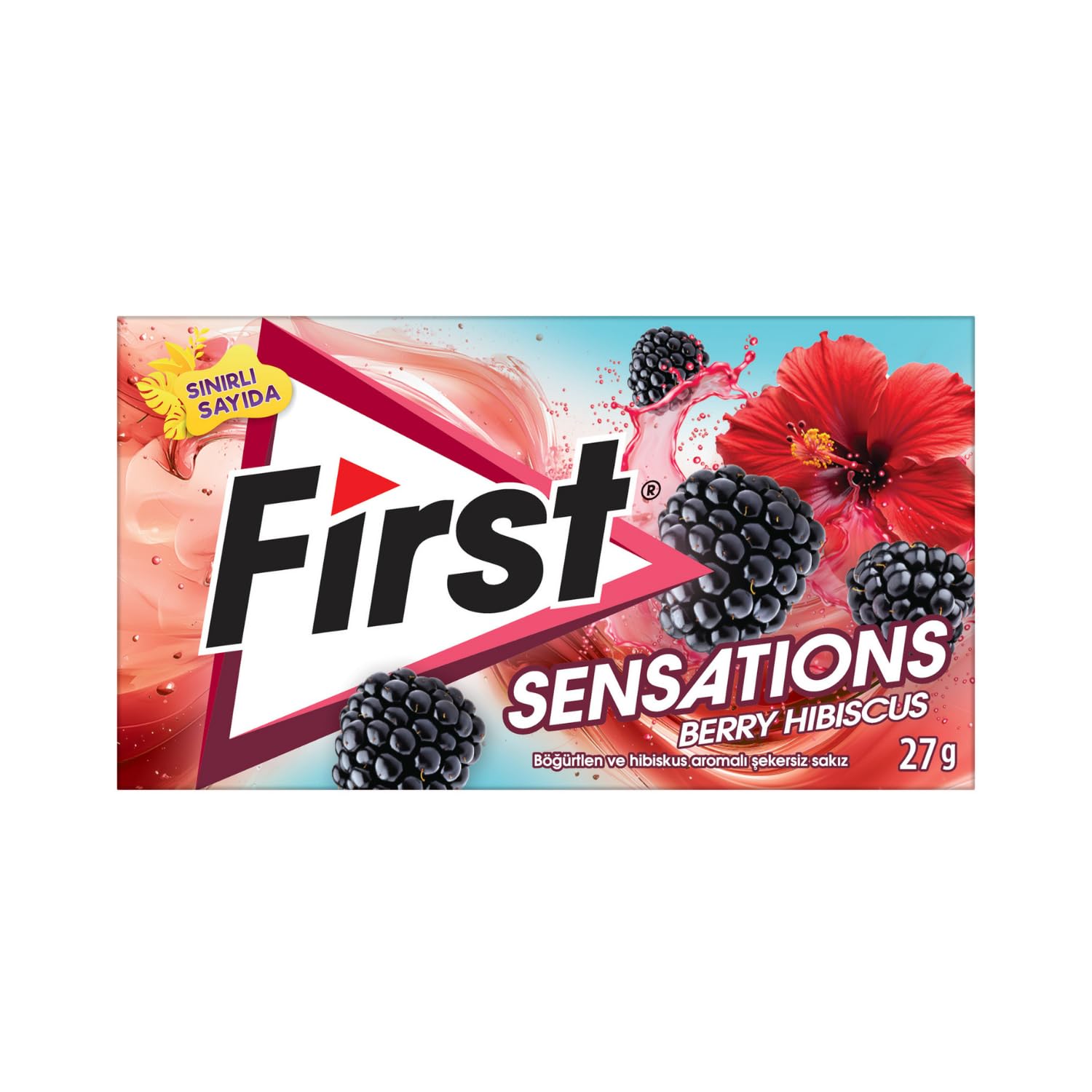 First Sensations Berry Hibisküs Aromalı Şekersiz Sakız 27 gr 12 Adet