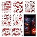 172pcs Pegatinas de Ventana Halloween Decoración de Terror, Decoración Sangrienta Pegatina de Sangre, Huellas de Manos Sangrientas para Ventanas, Espejos, Piso, Puerta (12 Hojas)