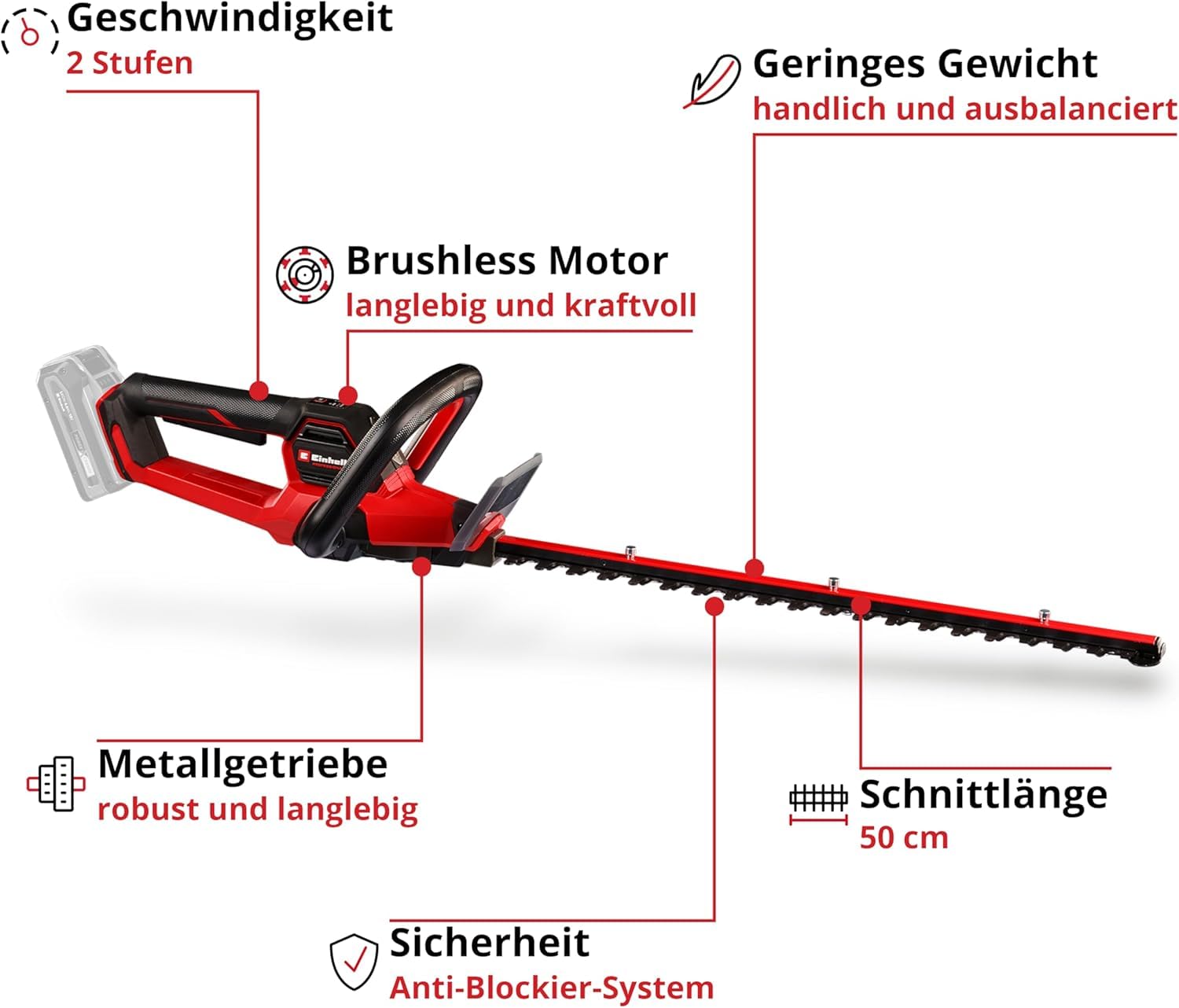 Einhell Professional Akku-Heckenschere GP-CH 18/50 Li BL-Solo