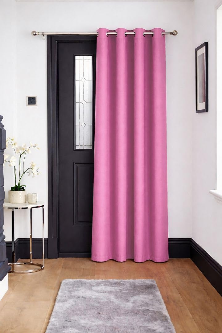 John Aird Blackout Curtains Thermal Energy Saving Eyelet Curtains for Bedroom & Living Room Including Tie Backs (Pink, Door Panel W 52" x L 84" (1 Panel)
