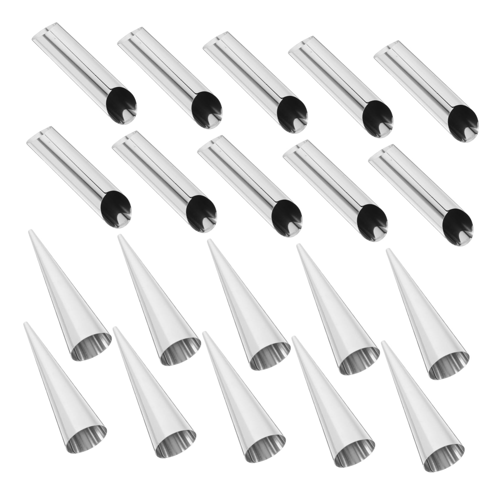 Ciieeo 20pcs Non Stick Stainless Steel Croissant Baking Molds Set Conical Tubular Shapes for Home and Bakery Use for Pastry Making Baking Tools for Bread Lovers