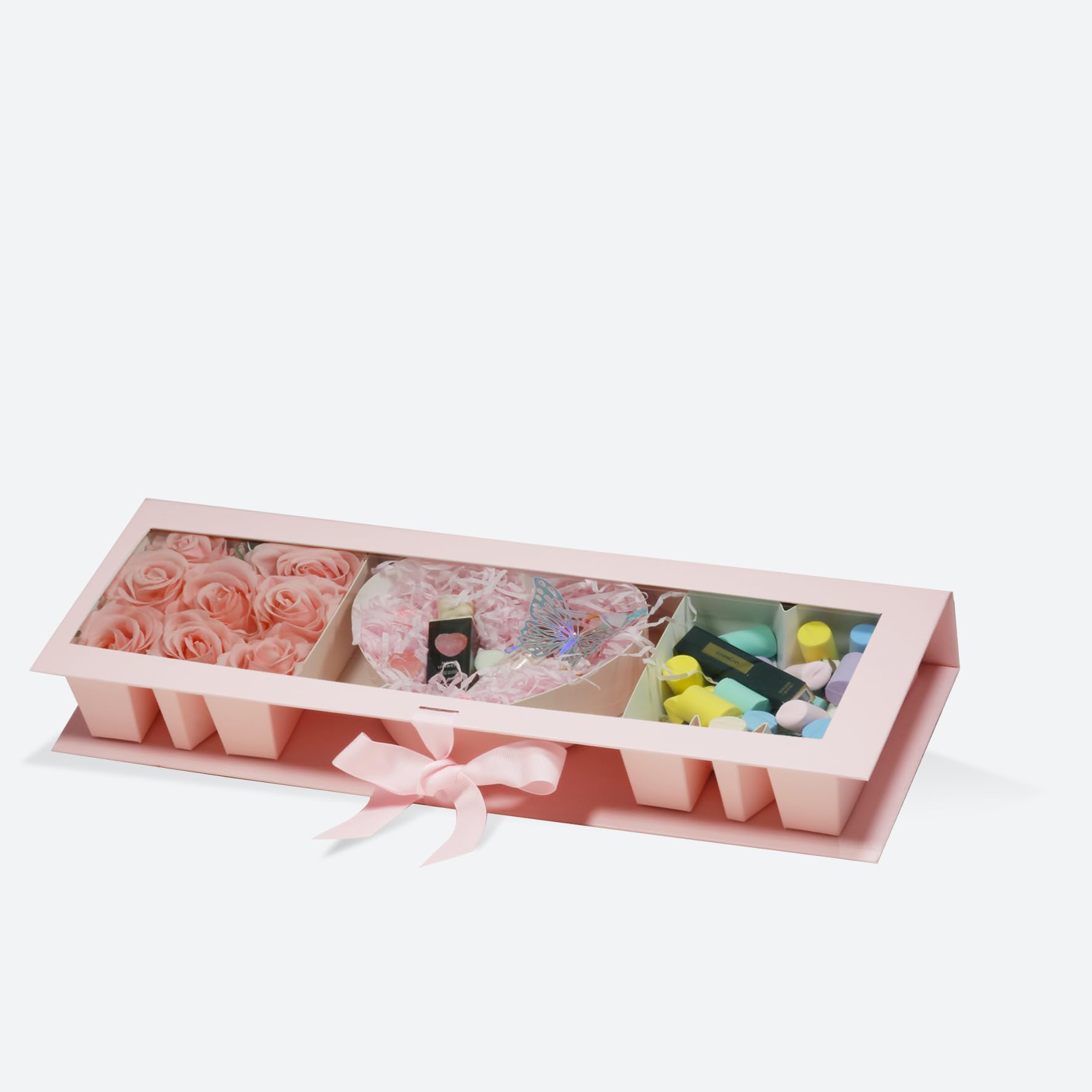 Geoto 17.3"x6"x2" Pink/Red/White Creative Mother's Day Gift Packaging Idea Fillable MOM Letter Shaped Gift Boxes(Pink with Window)