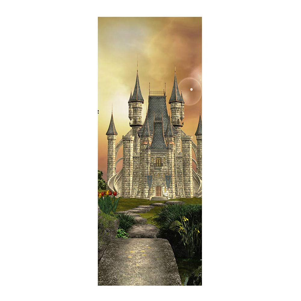 3d Stickers Porte Porte Couloir Du Château L77 X H200cm Auto-AdhéSif