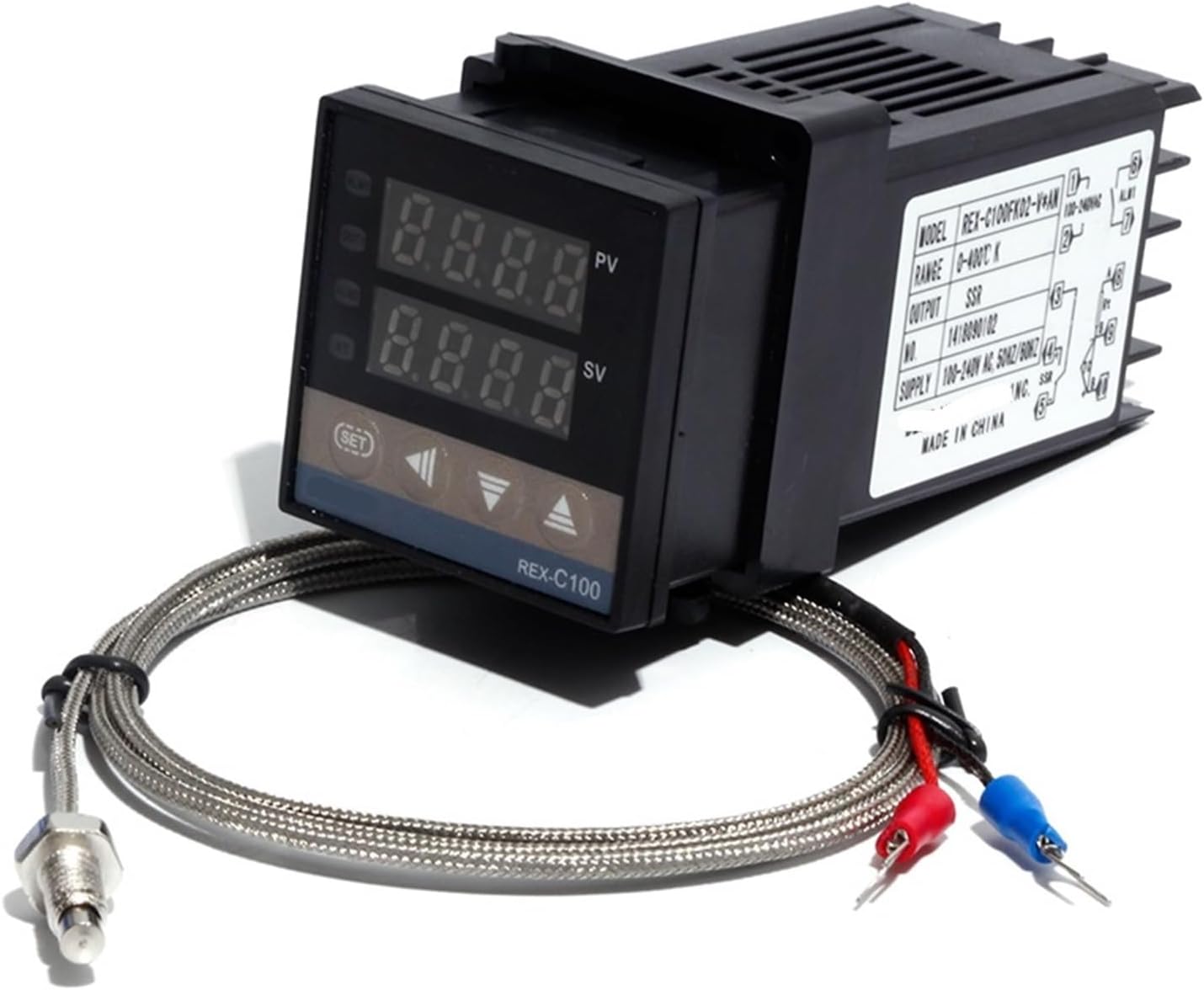 REX-C100 Digital PID Temperature Thermostat Controller with M6 Thread Type K Thermocouple SSR/Relay Output Kit