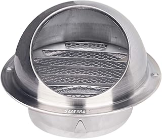 Wall-Mountable Metal Round Bull-Nose Vent with Louvres, Built-In Fly Screen Mesh Stainless Steel Round Ventilation Grill Screen Hood,160mm