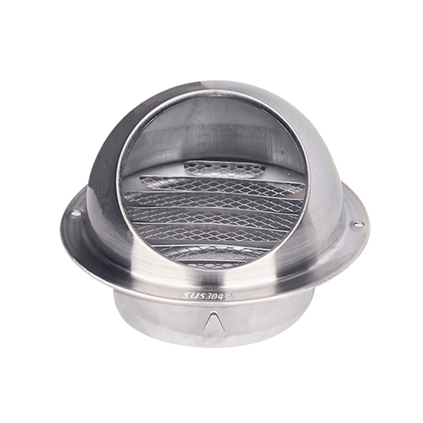 Wall-Mountable Metal Round Bull-Nose Vent with Louvres, Built-In Fly Screen Mesh Stainless Steel Round Ventilation Grill Screen Hood,160mm-image-2