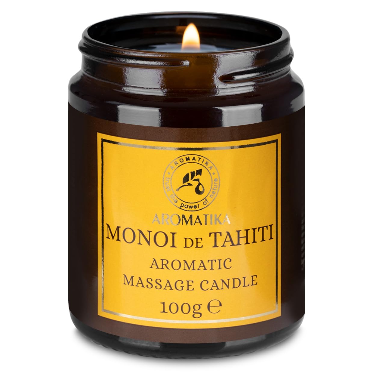 Scented Massage Candle Monoi de Tahiti - Soy Wax Candle 3.5Oz - Relaxing Massage Candle - Blend of Coconut & Almond & Monoi de Tahiti Oils - Vanilla Oleoresin - Skin Care - Beauty - Aromatherapy