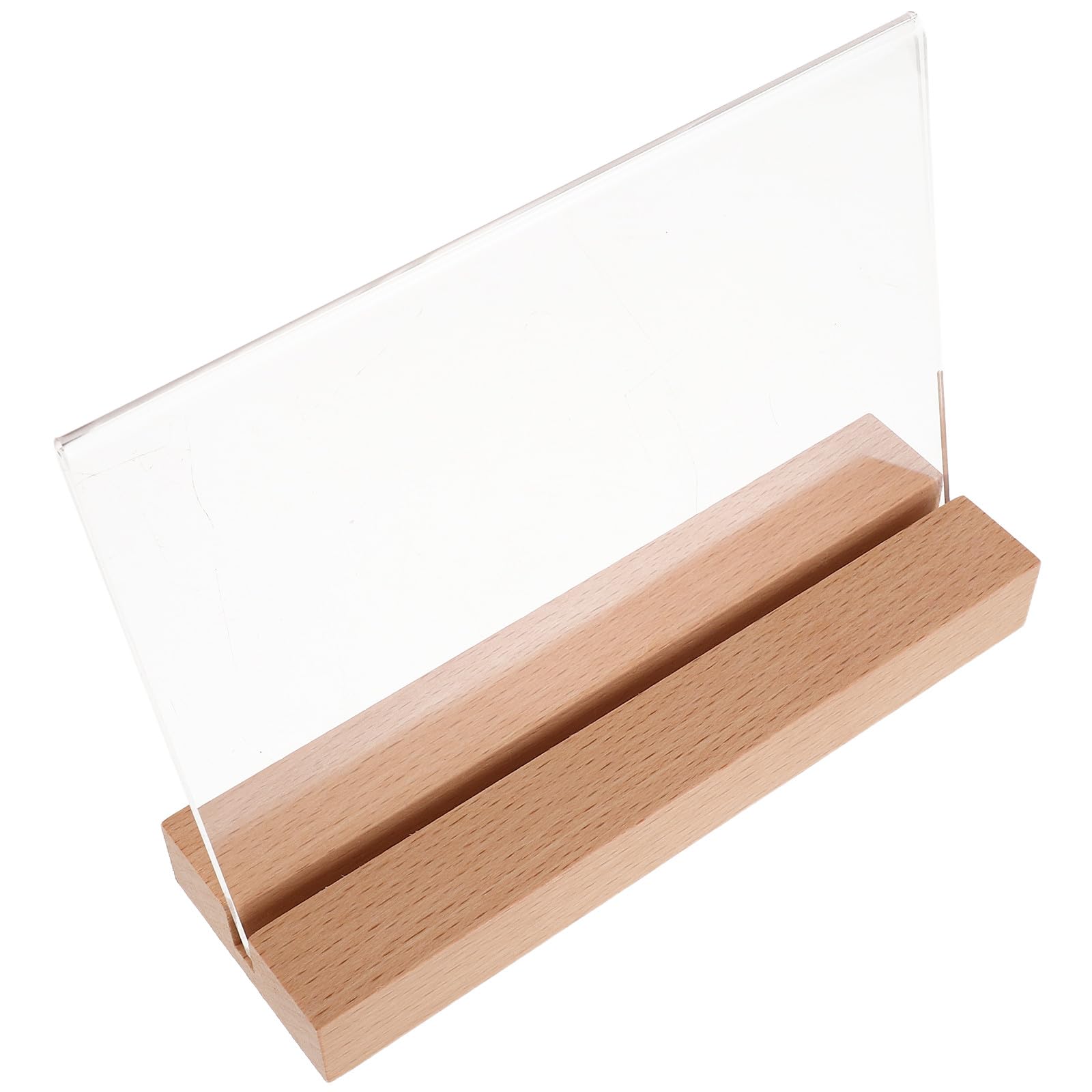 5 Soportes para Exhibir Menús con Protección Acrílica Transparente y Base de Madera Estable Diseño Horizontal para Restaurantes y Oficinas