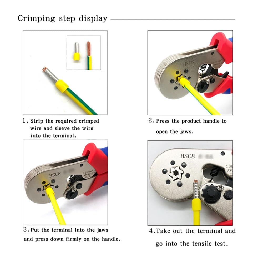 Utensili per Crimpare Terminali Pressati a Freddo da 9 Pollici, Pinza per Crimpare a Cricchetto, Pinza per Connettori, Spelafili, Pinza per Crimpare per Cavi a Cricchetto 7 Pezzi