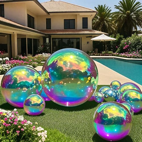 Inflatable Mirror Ball Set, 6PCS Airtight Big Shiny Balls Large Hanging & Standing Inflatable Disco Ball with 1200W Electric Pump for Party, Wedding, Pool, Events