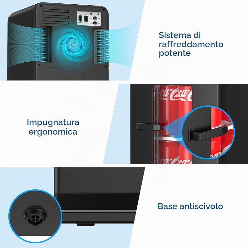 Aikku 2 az egyben 15L mini hűtőszekrény fűtés hűtés funkcióval 12V DC vagy 220V AC autó otthon iroda fekete