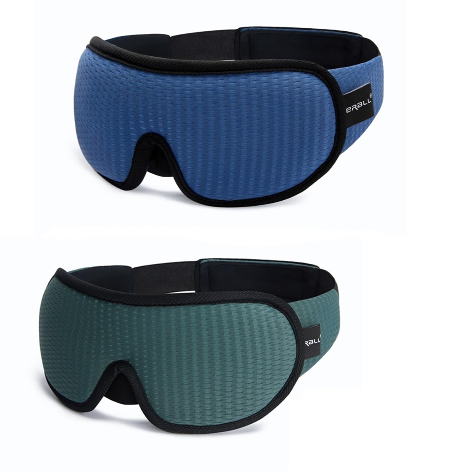 Schlafmaske Seide 3D-Schlafmaske, die leichten Schlaf blockiert, Augenmaske, Memory-Schaum, Augenschutz, weich gepolstert, Reise-Schlafhilfe(2PC-Blue and Green)