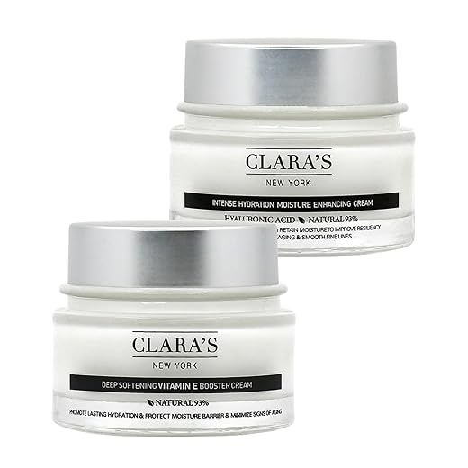 CLARA'S NEW YORK Deep Softening Vitamin E Cream for Face Bundle with Hydration Moisture Enhancing Cream 50ml each – Hydrating Skincare Duo – Gift Set (2 Items)