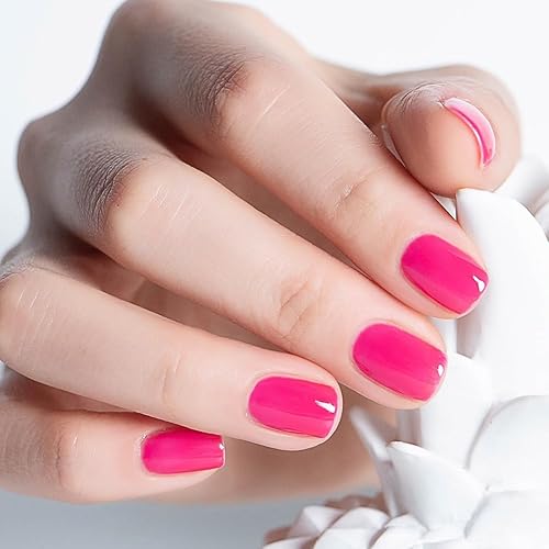 Miniatura 2 de COSMOO Esmalte de uñas de gel rosa, esmalte de gel rosa intenso, de larga duración, uñas rosa intenso, esmalte de uñas de gel rosa intenso, esmalte