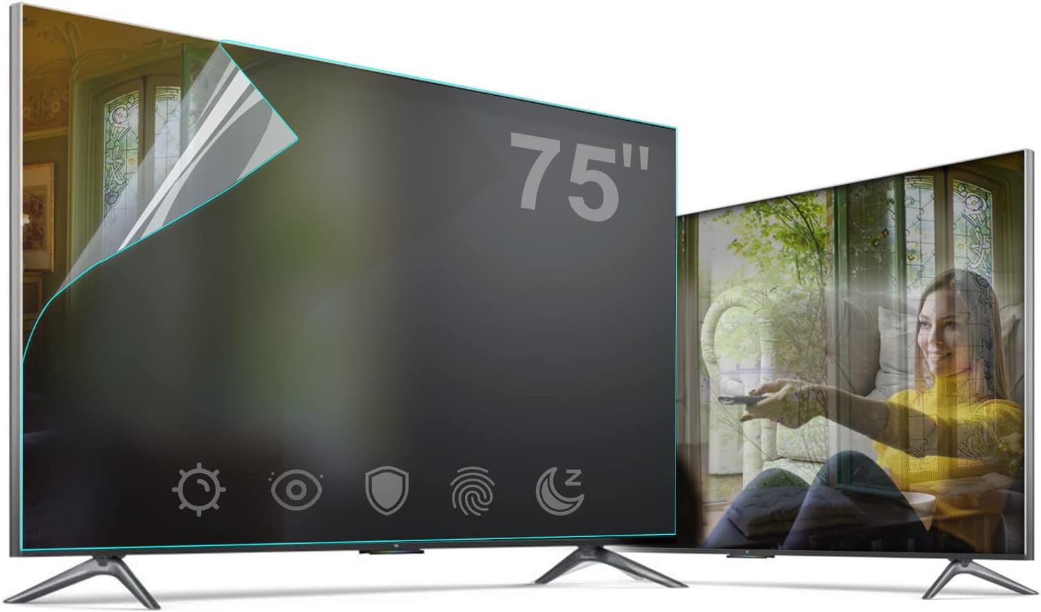 75 Inch Out Blue Light TV Screen Protector Anti Glare Anti Scratch Multi-Function Matte TV Film,Narrow 75 inch