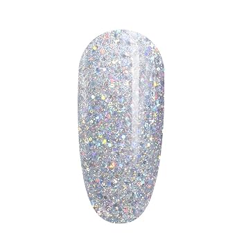 FANZEST Gel Nail Polish Glitter UV Gel No Chip Soak Off Nail Polish Manicure Pedicure (Diamond Silver)