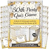 50th Party Quiz Activity Game | A quick ice-breaker time filler providing fun entertainment | Great accessory idea for table decoration