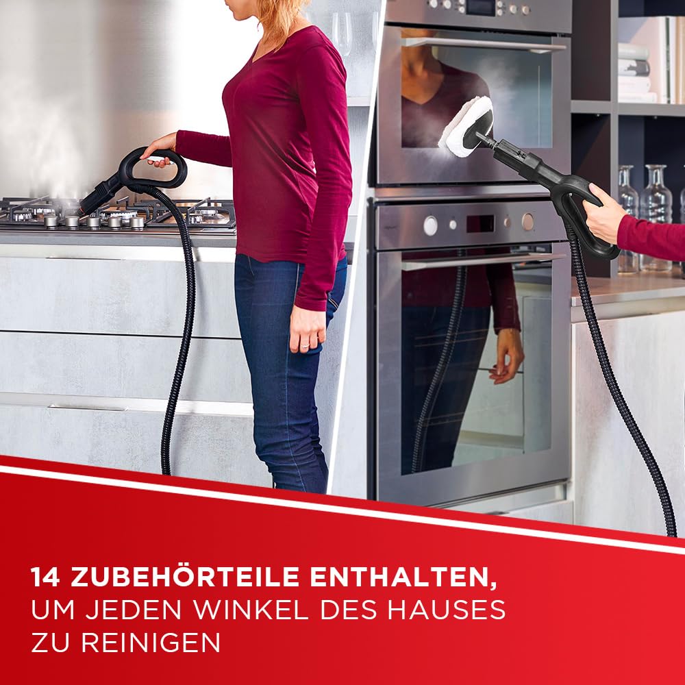 Polti Vaporetto Smart 120, Dampfreiniger mit Kessel, 4 bar Druck, maximale Leistung 1500 W, herausnehmbarer 2-Liter-Tank, Aufheizzeit 2 Minuten, 14 Zubehörteile inklusive, Weiß und Schwarz