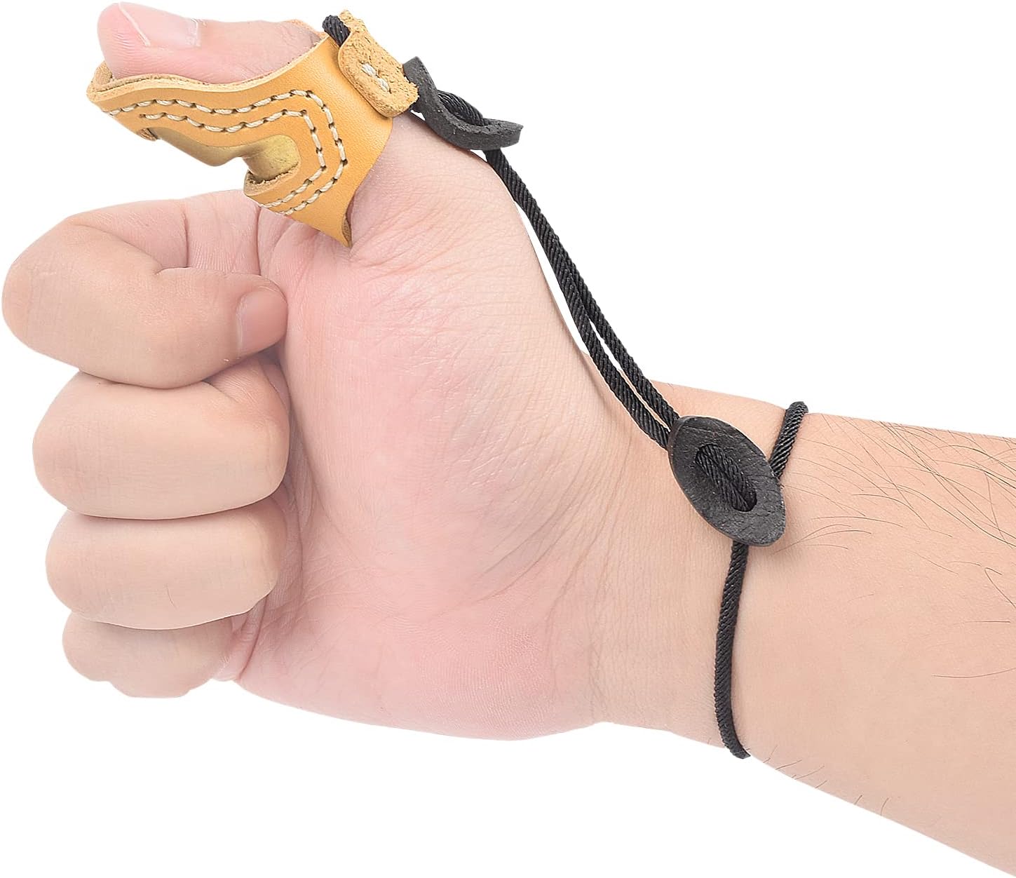 NIKA ARCHERY Soft Leather & Brass Thumb Ring Archery Finger Protector Finger Guard for Reurve&Traditional Bow