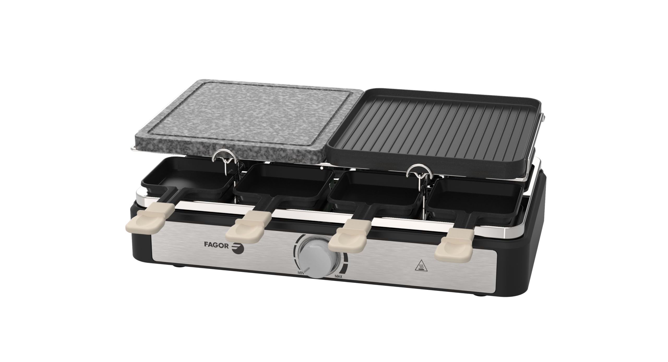 Raclette/Grill - FAGOR - FGRG8-8 personnes - Pierre de Cuisson - 1400W - Thermostat réglable