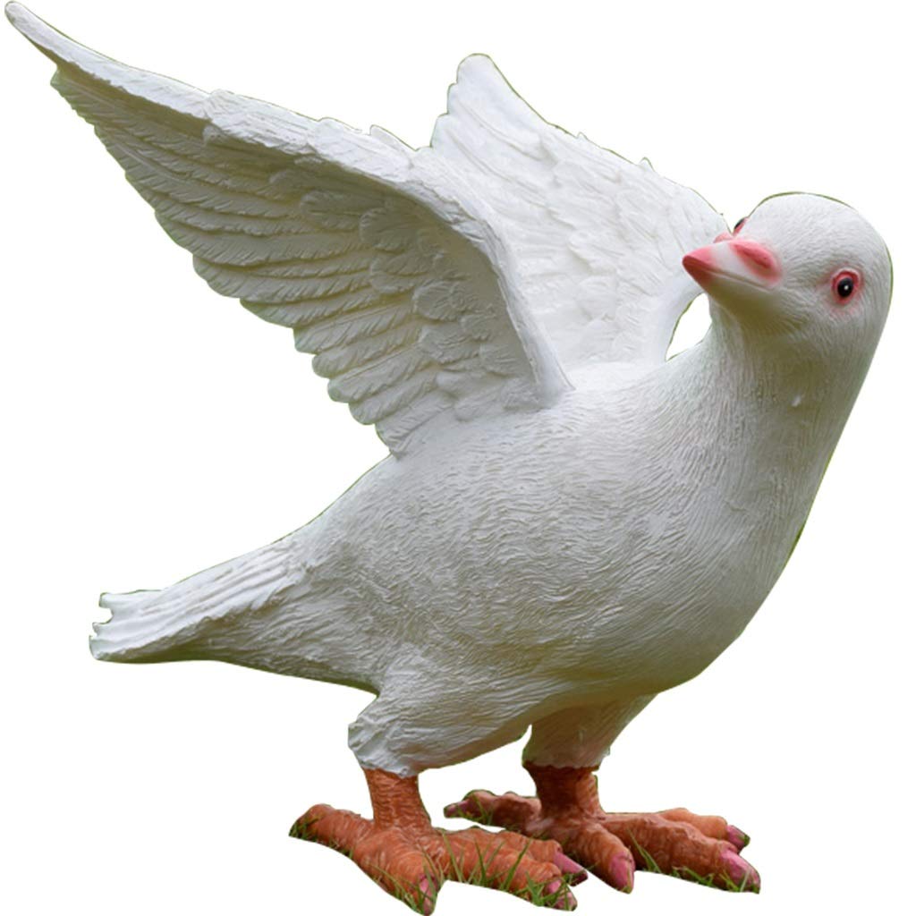 MNUvxzaewf Garden Statues Outdoor Decor Balcony Figurine Pigeon Lawn Animal Statue Bird(White,25 * 23 * 23cm)