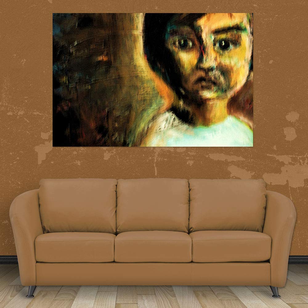 Inephos Unframed Canvas Painting - Beautiful Girl Watercolor Art Wall Painting for Living Room, Bedroom, Office, Hotels, Drawing Room (91cm X 61cm)