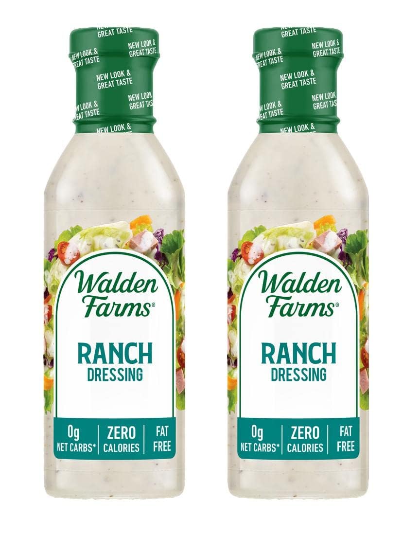 Walden Farms Ranch Dressing - Calorie-Free, Gluten-Free, Low Carb, Keto-Friendly, Sugar-Free, Dairy-Free Creamy Ranch Flavor - 2 Pack Value Pack, 12 oz Bottles