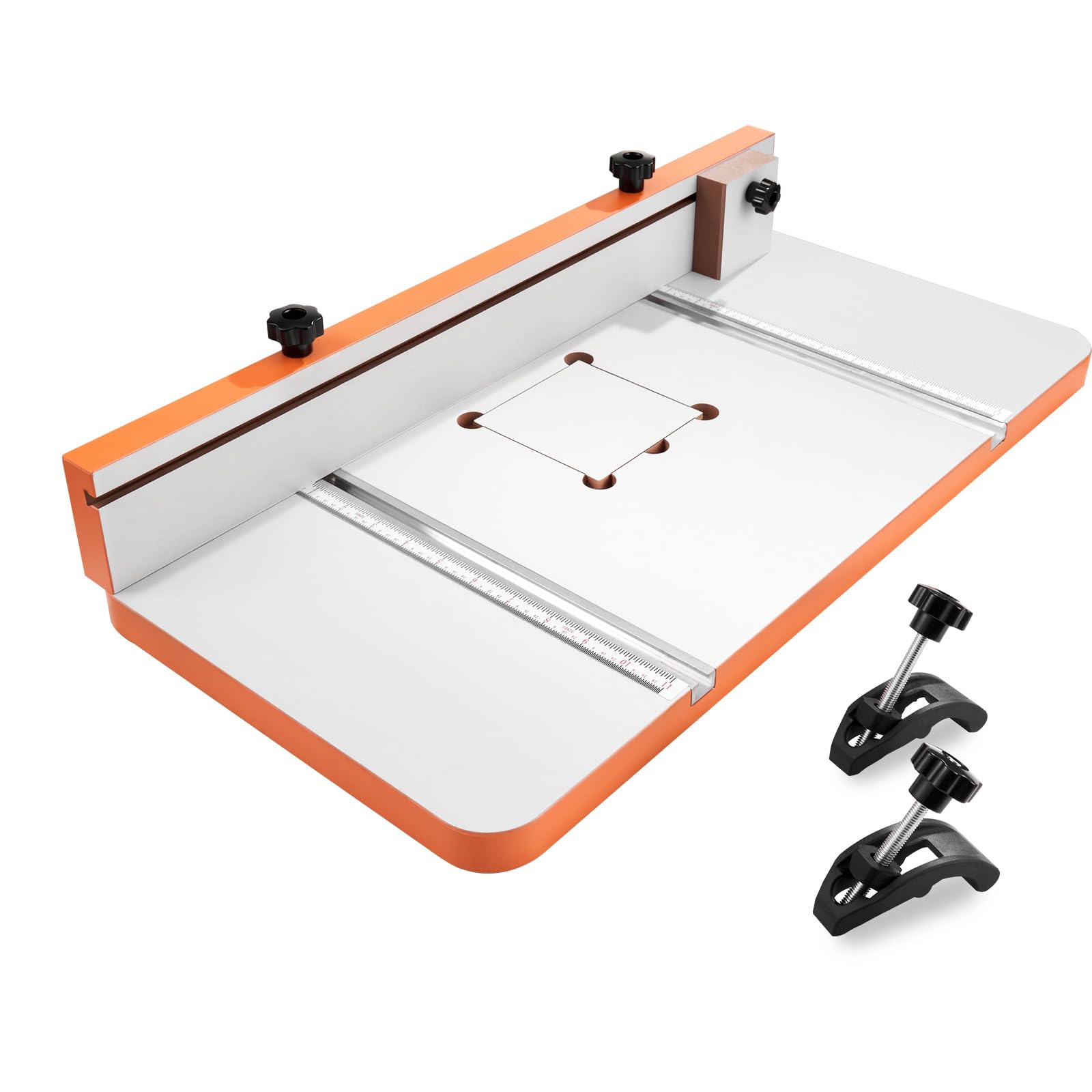 VEVOR Table pour Perceuse à Colonne 605x300 mm Table de Perçage pour Perceuses à Colonne, avec Butée et Guide Réglables, Rainures T Compatibles avec Divers Étaux Pinces, Plateau MDF, Échelle Intégrée