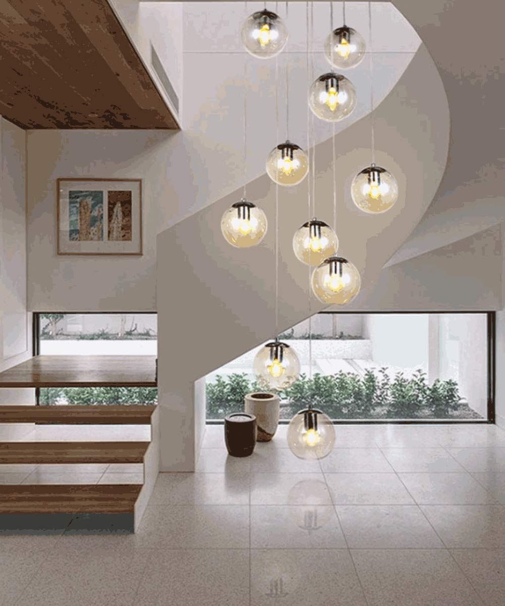 SXECAEPS Modern creative chandelier Modern Minimalist Staircase Home Duplex Building Large Villa Stair Long 45x200cm (Color : Clear)