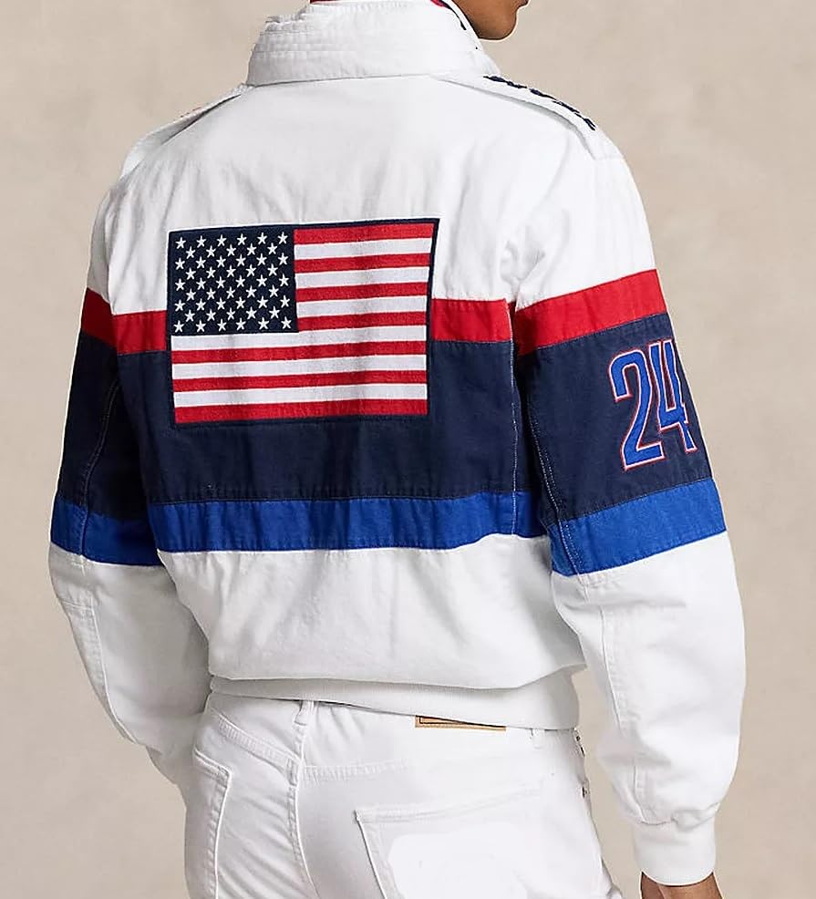 Olympic USA Jacket - American Flag Patch Jacket - White Team Flagbearer Jackt - USA Closing Ceremony Coat2