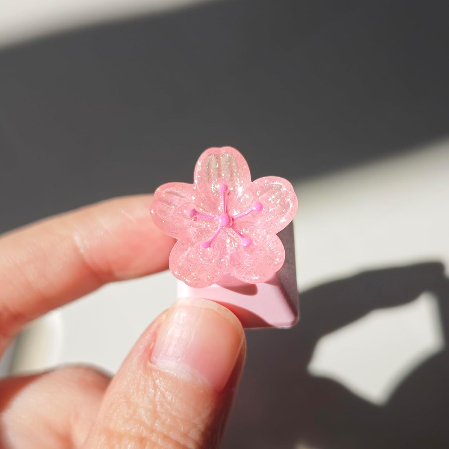 Personalized Cute Pink Keycap Handmade OEM Profile DIY Custom Keycap for Mechanical Keyboard MX Switch (Cherry Blossom)