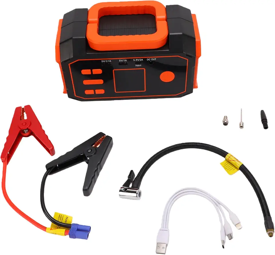 Domary Inflador de Pneus Portátil [marca] Jump Starter Battery Pack Car Battery Booster 10000mAh Recarregável Digital Compressor de Ar Power Bank Com Luz LED PD Carga Rápida para Carro