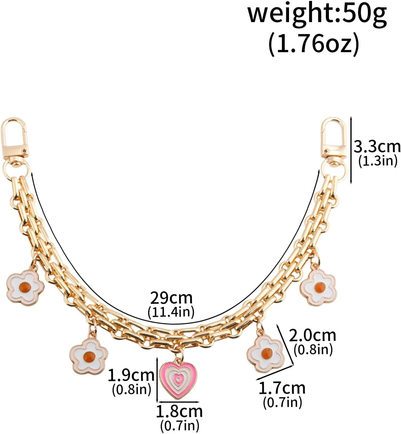 11 Inch Gold Pearl Bag Charms Chain Extender Strap for Handbags
