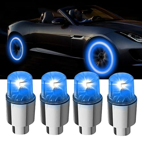 Car Tire Wheel Lights, 4pcs Car Wheel Tire Air Valve, Hub Lamp Cap Light with Motion Sensors Colorful LED Tire Light Gas Nozzle,for Car Bicycle Motorcycles Accessories
