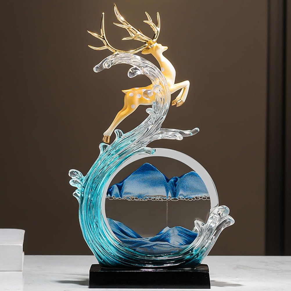 Rzeźby jelenia nakładka na biurko posągi zwierząt Feng Shui Decoraciones Para Salas De Casa dekoracje metalowe dekoracja salonu świecznik pulpit Fengshui,Orange,L