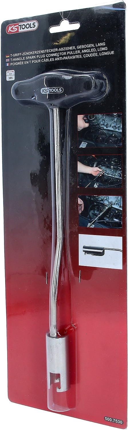 KS Tools 500.7530 Estrattore per Cappucci Candele con Impugnatura a T, Piegato, 280 mm