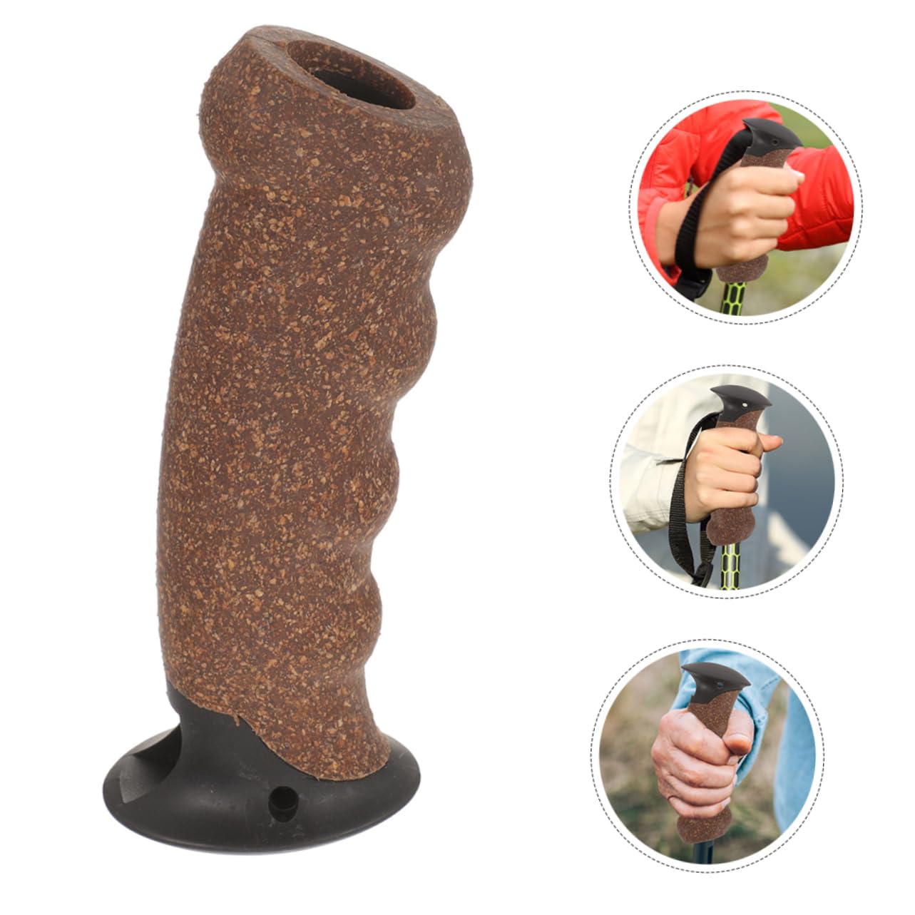 Kisangel 2pcs Trekking Pole Handle Walking Stick Head Wooden Cane Handle Ski Stick Handle Grip Cane Replacement Hand Grip Crutch Handle Pads Walking Cane Grip Elder Universal Rod Cork Round