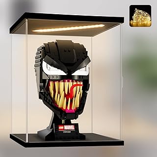 Naconmlet Display Case for Lego Venom Mask 76187/76165/R2-D2 Series,Acrylic Display Box Display Stand Organizer Showcase Dustproof for Protect Action Figures or Trophy