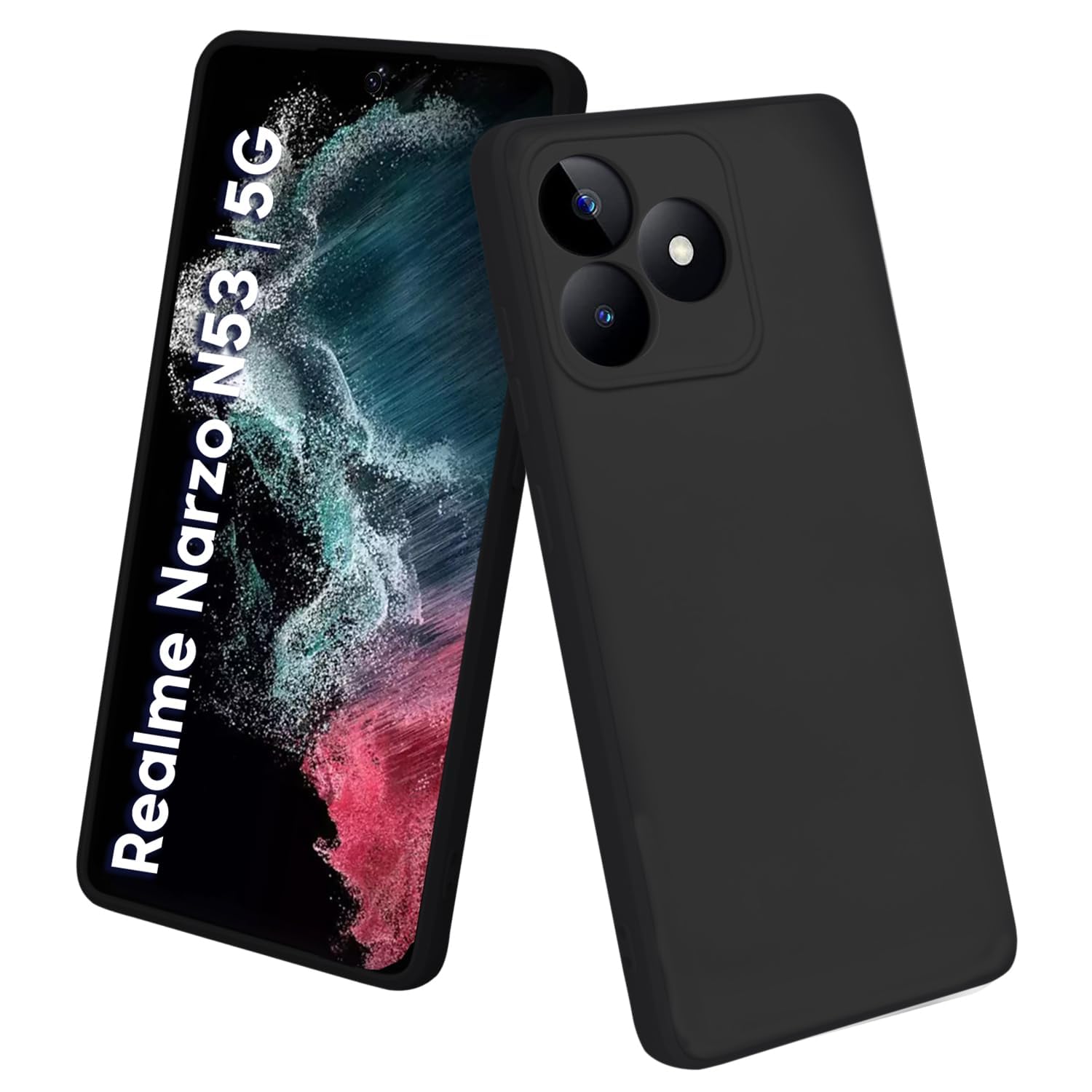 Generic Realme C53 / Realme Narzo N53 Case - Slim Fit, Matte Black TPU Silicone Back Cover with Camera Protection