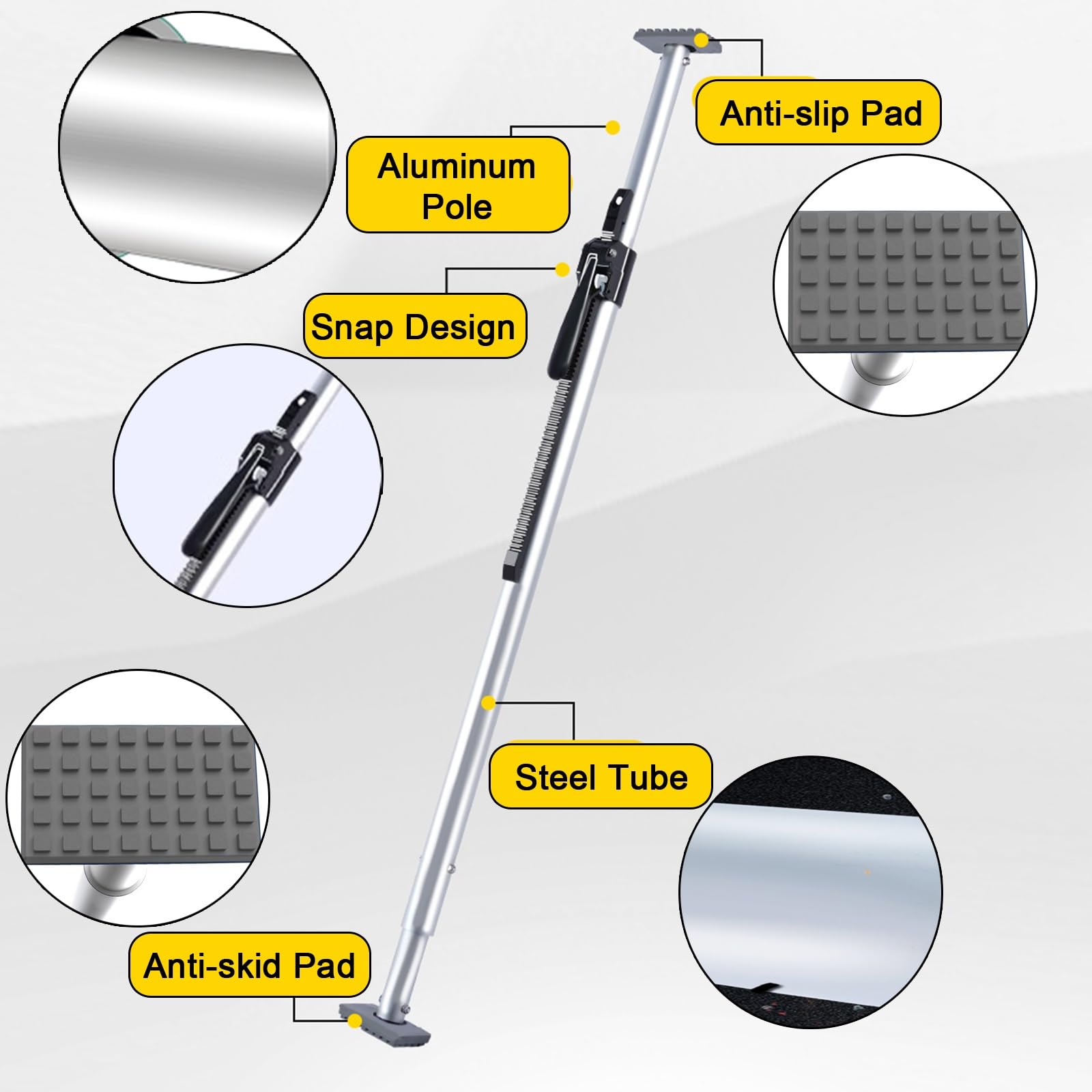 Generico Barra di carico telescopica per carichi Pesanti per Camion e rimorchi - Asta di Fissaggio Regolabile, Cuscinetto Antiscivolo, Supporta 300 kg - Disponibile in Set da 1/2/3/4 (1,8-2,2 m)