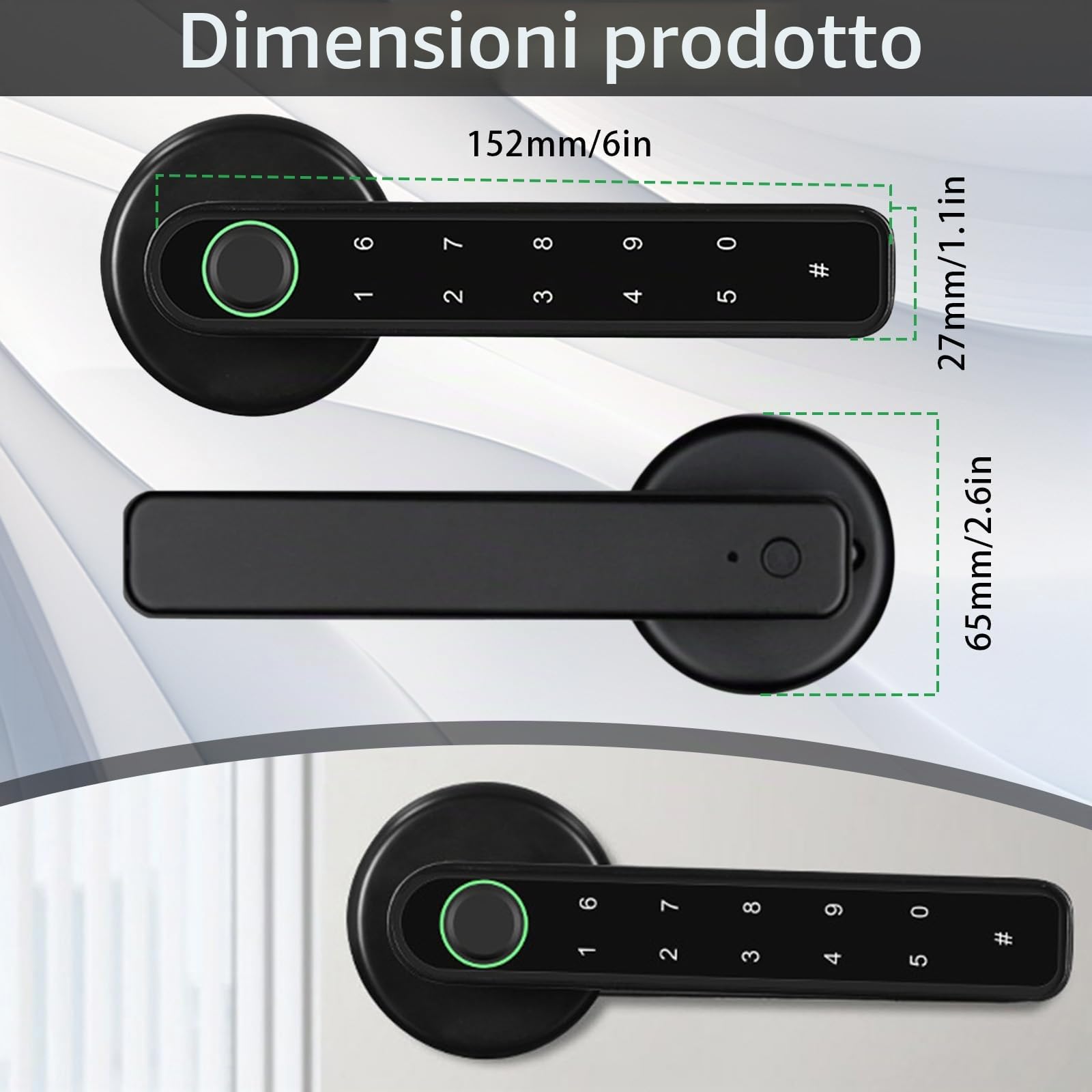 Serratura Intelligente per Porta, Maniglia Della Porta Con Impronta Digitale Serratura Elettrica con Tastiera Touch maniglia Intelligente Automatica con Controllo APP Sblocco Remoto