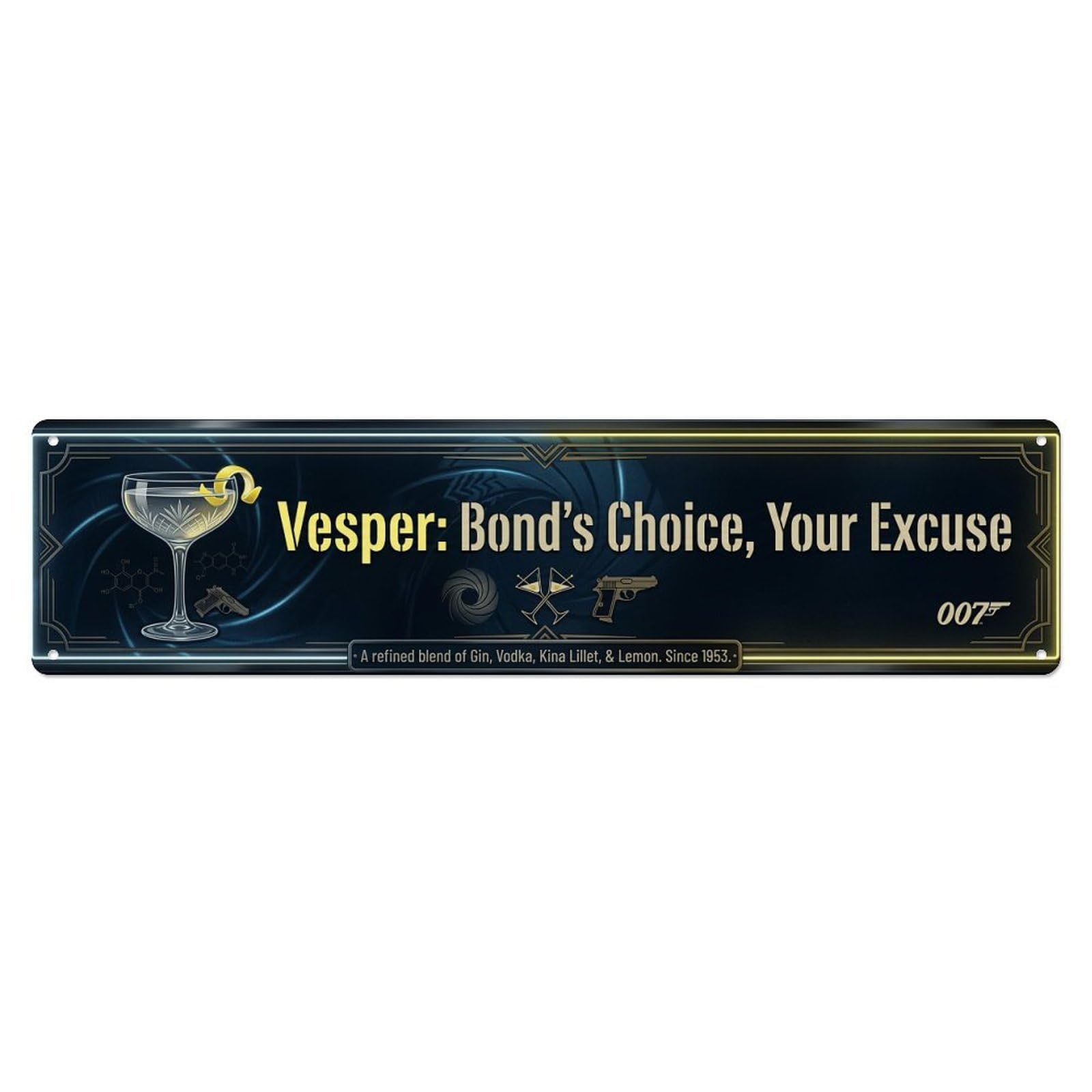 Vesper Sophisticated Bar Beverage Metal Tin Sign Plaque Wall Decor for Cafe, Club Bar, Office, Home Garden Metal Poster 4x16Inch