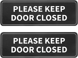 2Pcs Please Keep Door Closed Sign for House,Self Adhesive Door Stickers for Indoor/Outdoor Home Workplace Business Use(9"x3",Black)
