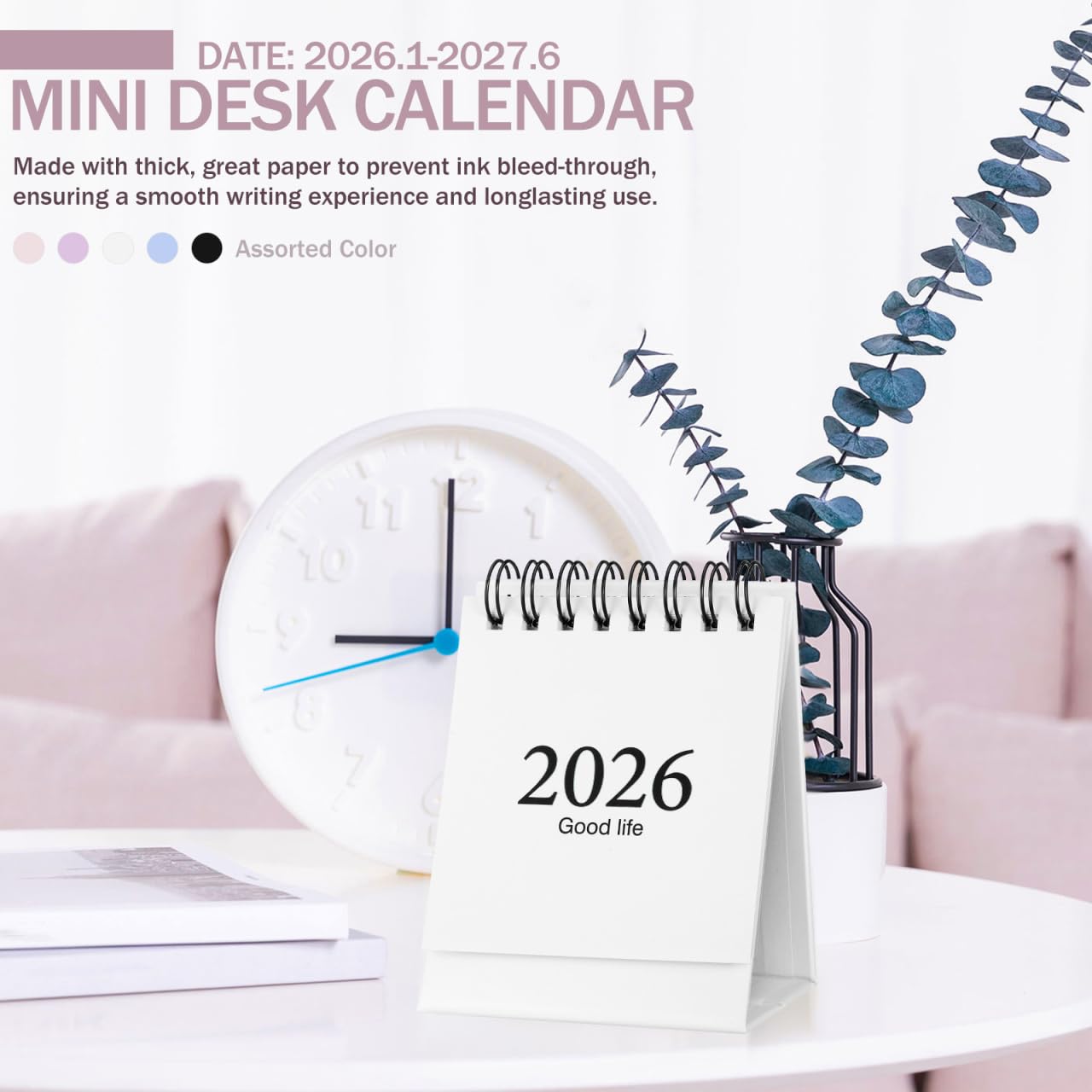 NUOBESTY 2026 Bureaukalender - Mini Maandelijkse Flip Kalender Kleine