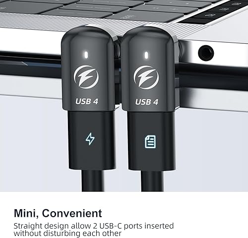 Miniatura 3 de Paquete de 2 adaptadores magnéticos USB tipo C, adaptador USB C magnético de ángulo recto con transferencia de datos de 40 Gbps PD de 140 W carga