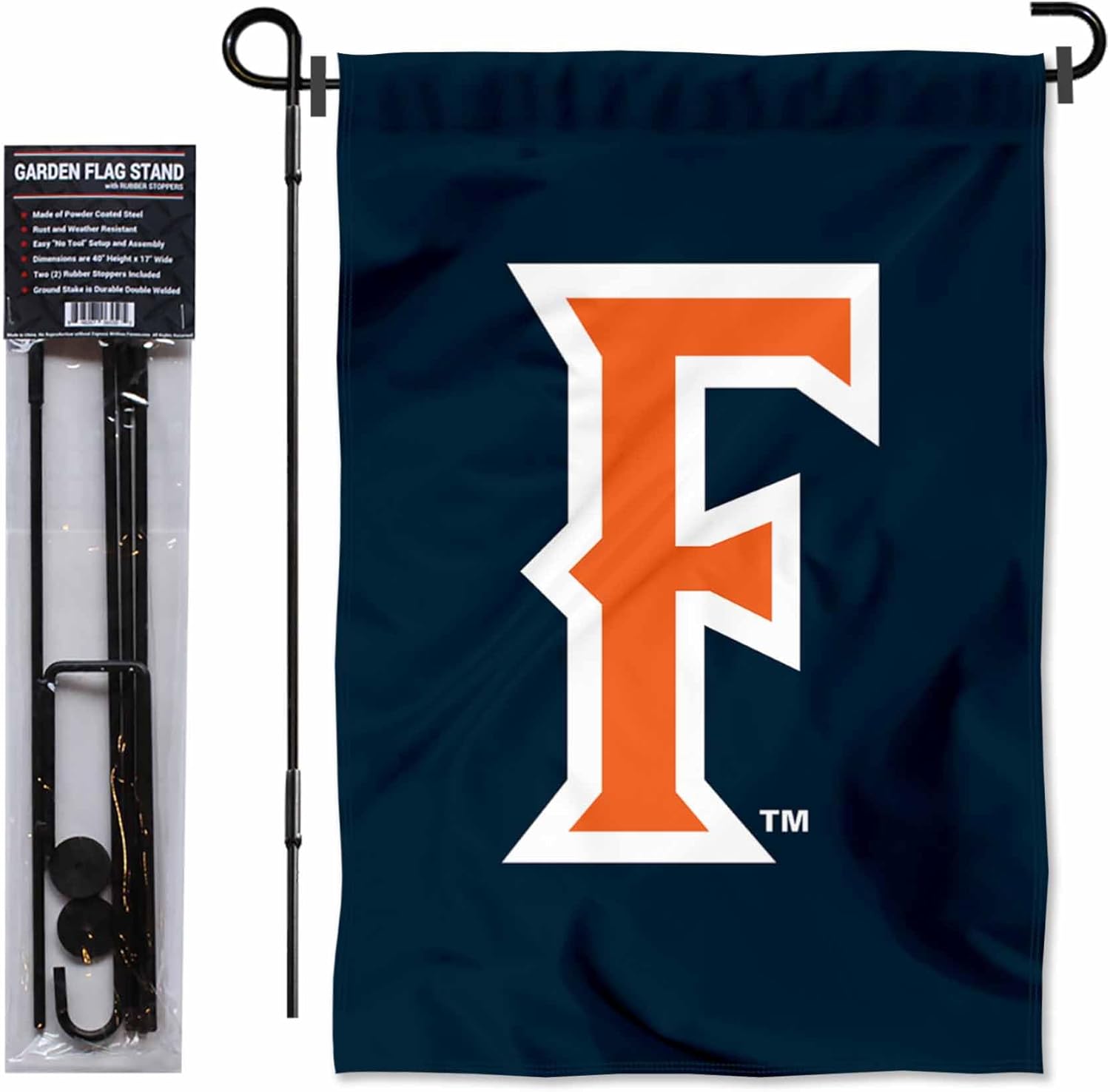 College Flags & Banners Co. Cal State Fullerton Titans F Logo Garden Flag and Pole Holder Set